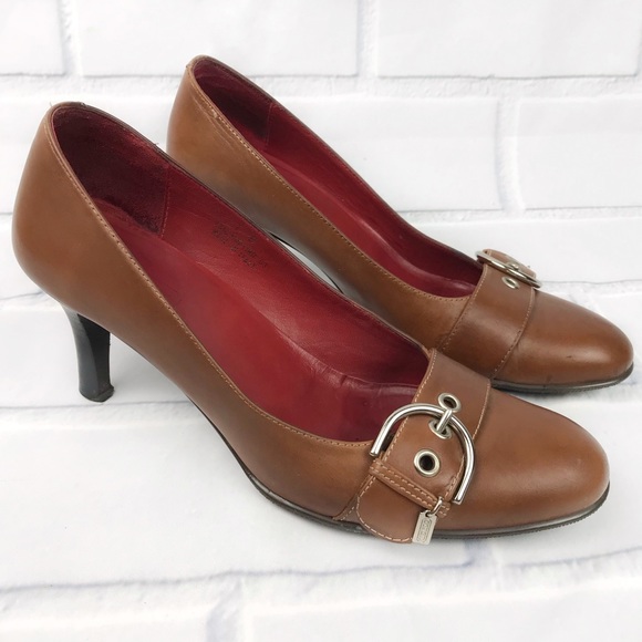 Coach Shoes - Coach Martina Leather Buckle Pump Heel